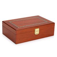 Woodronic Handmade Humidor Cigar Box Spanish Cedar Lining for 6 to 10 Counts, Desktop Cigar Case Gift Set with Humidifier, Mahogany Finish with Inlay