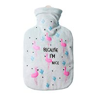 Taimot Cartoon Warm Palace Hand Warmer Flamingo Cactus Rubber Hot Water Bottle Explosion-Proof and Leak-Proof Cloth Cover Hot Water Pouch for Pain Relief