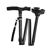 Lightweight Walker Crutches Aluminum Alloy Telescopic Folding Old Four Feet Non-Slip Cane Climbing 3 Color 85cm MUMUJIN (Color : Black)