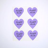 Heartfelt Thanks Stickers by Once Upon Supplies, Heart Shape Envelope Seals and Labels for Thank You Cards, Wedding and Party Favors, 1.5 Inches X 1.5 Inches, Purple, 48 Stickers