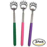 (3-Pack) AWOGER Portable Extendable Telescopic Bear Claws Metal Back Scratchers/Hand Massager/Backslap with Rubber Handles (3 Pack)