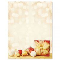 Red and Gold Gift Christmas Letter Papers - Set of 25 Christmas Stationery Papers are 8 1/2" x 11", Compatible Computer Paper