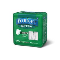 FitRight Extra Adult Briefs with Tabs, Moderate Absorbency, Medium, 32"-42" (Pack of 20)