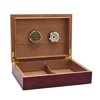 Cigar Humidor Desktop Cigar Box, Cigar Box Cigarette Box with Humidifier and Hygrometer, Imported Cedar Wood Lining Constant Temperature and Humidity, Can Accommodate 10-25 Cigars, Thick Solid Sealed