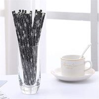 Flurries 🎃 Happy Halloween 🎃 Themed 50pcs Paper Straws - Skeleton Spider Skull Ghost Pattern Printed Drinking Straws - Trick or Treat Party Supplies Decoration for Kids Adult Kitchen Accesso (D)