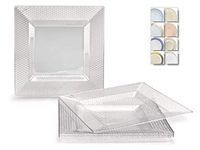 " OCCASIONS" 40 Plates Pack, Heavyweight Square Wedding Party Disposable Plastic Plates (6.5'' Cake/Bread Plate, Vitro Clear)