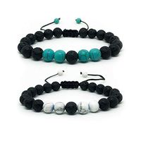 Halo Vibe Adjustable Natural Lava Rock Stones Beads Bracelets for Anxiety and Stress Relief with Yoga, Meditation & Aromatherapy Essential Oil Diffuser Bracelets for Women, Men