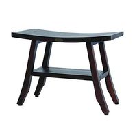 24" Satori Teak Shower Bench- Patented- Eastern Style- Extended Length- with Shelf for Storage- Shower, Shaving, Display- Foot Leveling Pads