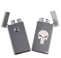 Dual Arc Plasma Punisher Skull Windproof Flameless Lighter Rechargeable USB