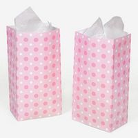 Dozen 10" Paper Pink Polka Dot Goody Bags