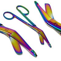 High Polish Multi Rainbow Color One Large Ring Lister Bandage Scissors 7.25" (18.4cm), Stainless Steel