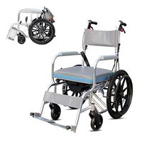 Wen long shop Drive Lightweight Medical Foldable Toilet Chair,with PU Cushion Transport Wheelchair Portable Commodes Shower Bath Chair for Elder Disabled Pregnant (Gray)