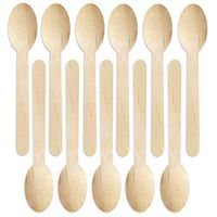 SS Ecom Eco-Friendly Biodegradable Disposable Mini Wooden Dessert Spoons, Pack of 100 Natural Birch Wood Tester Teaspoon Cutlery Set for Parties, BBQ, Birthdays, Picnics and Events - 110 mm (4.3 inch)