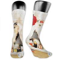 WOWINNER Perfect Dress Socks Funny Novelty Socks Crazy Socks Casual Cotton Sushi Cat Japanese Cute Funny Kitten Crew Socks for Women Men Family Friends