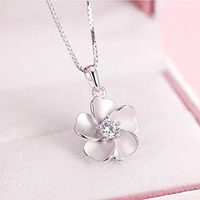 Women Peach Blossom Zircon Chain Charm Pendant Peach Necklace Jewelry