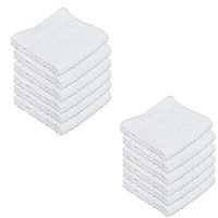 IZO.Bath - 12 Pack 12"x12" Cotton Fingertip-Hand-Face Towels- 100% Extra Soft Ring Spun Washcloths, Highly Absorbent Cleaning Cloth, Brilliant White