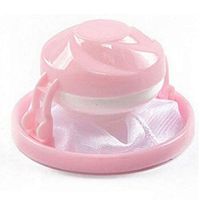 Rape flower_Home Floating Lint Hair Catcher Mesh Pouch Washing Machine Laundry Filter Bag (Pink)