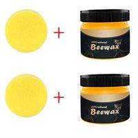 2 Piece Natural Beeswax+ Sponge, Furniture Nursing Polishing Waterproof Wear-Resistant Wax, Wood Seasoning Beewax Furniture Care Clean Without Harming The Furniture (One Size, Yellow)