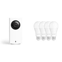 Wyze Cam Pan 1080p Pan/Tilt/Zoom Indoor Smart Home Camera with Wyze Bulb 4-Pack