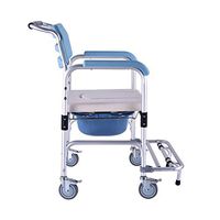 Toilet Bowl Chair Aluminum Alloy Mobile Propelled Shower Commode Chair Footrests Wheelchair Pulley Brakes for Old Man Pregnant Woman