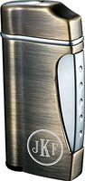 Personalized Nolet Satin Nickel Wind-Resistant Torch Flame Lighter - Free Engraving (Roman Monogram)