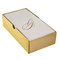 LINEN FEEL DISPOSABLE MONOGRAMMED GUEST TOWELS | European Made | Initial “G” | 24 pc | for Upscale Wedding and Dining (Ivory/Gold)