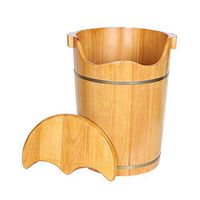 Foot tub，Foot Bath Pedicure Barrel with lid，Wood Foot Spa Wooden Tub for Soaking Feet，40cm High Solid Wood Foot Basin