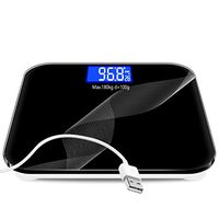 Zhang Xiao Hong Shop Digital Electronic scale human scale health scale rechargeable square portable tempered glass (Color : Black, Size : 302.3cm)