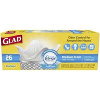 Glad Odor Shield Quick Tie Fresh Clean Medium Trash Bags, 26 Count per Pack - 6 per case.