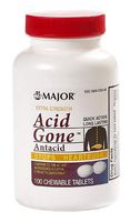 MAJOR Acid Gone Antacid E/S CHEW TAB Aluminum HYDROXIDE-160 MG White 100 Tablets UPC 309045365601