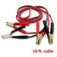 Heavy-Duty Auto Jumper Cables - 10 foot Heavy 10 Gauge Copper Wire