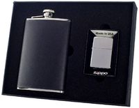 Visol"Ano" Flask and Zippo Lighter Gift Set, 8-Ounce