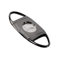 Personalised Cigar Cutter Stainless Steel Double Blade Guillotine Cigar Scissors with Free Engraving(Black)