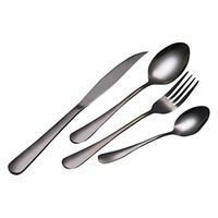 Fabal 4PCS Set Stainless Steel Upscale Dinnerware Flatware Cutlery Fork Spoon Teaspoon (Black)