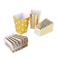 Popcorn Boxes Cardboard Candy Boxes Container Polka Dot Stripe Chevron Ripple，For Birthday, Bridal and Baby Shower，Carnival/Graduation/Party/Movie/Fiesta，Dessert Tables Wedding Party Supplies 36pcs