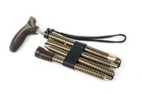 Houndstooth Brown Aluminum Folding Cane with Comfort Overmold Handle