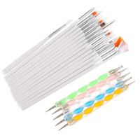 FidgetFidget Polish Brush Dotting Tool Nail Art Manicure Pedicure Beauty Painting Set 20pc White