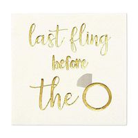 Bachelorette Party Cocktail Napkins - 100 Pack Gold Foil Last Fling Before the Ring Disposable Paper Party Napkins, Perfect for Bridal Shower Decorations and Party Supplies, 5 x 5 Inches Folded, White