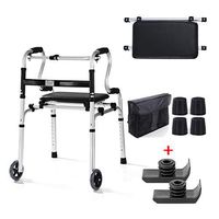 Water Resistant Walking Aids Medical Care Elderly Walker with Soft Board and Wheels for Seniors, Handicap, Fracture Disabled, Max 180 Kg