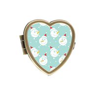 Christmas Cute Snowman Custom Fashion Bronze Tone Heart Pill Box Medicine Tablet Holder Wallet Organizer Case for Pocket or Purse