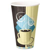 SOLO Cup Company Duo Shield Insulated Paper Hot Cups, 16 oz, Tuscan Chocolate/Blue/Beige, 525/Ct