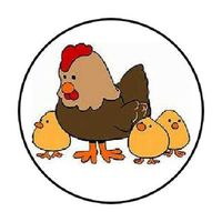 HotSaleStore Sticker Seals 48 Chicken with Chicks Envelope Seals Labels Stickers 1.2" Round