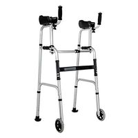 Luckya Walking Frames Lightweight Aluminium Walker Folding Adjustable Height with 2 Wheels for Seniors Rollators Non-Slip Walking Stick with Hospital