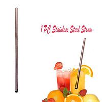 Vinjeely 6mm Diameter Stainless Steel Metal Drinking Straws Straight Reusable Washable Smoothie Juice Staws (Rose Gold)