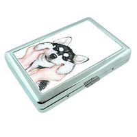 Husky Em1 Hip Silver Cigarette Case Id Holder Metal Wallet 4" X 2.75" RFID Protection