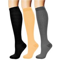 HCMY Women's 3Pairs Compression Socks 15-20mmHg Stockings High Knee Men Toe Calf