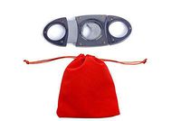 Bbshop Stainless Steel Guillotine Double Cut Cigar Cutter in Red Gift Pouch