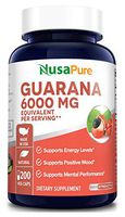 Guarana Extract 6000mg 200 Veggie caps (Non-GMO & Gluten Free) Slow Release Natural Coffee Caffeine Pills with No Crash - Increased Focus, Fat Burning, Weight Loss Aid