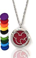 FIKA Mickey Mouse Aromatherapy Essential Oils Necklace Pendant Air Freshener Locket Pads Included (Heart)