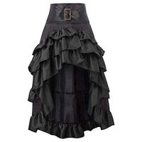 EDC Women's Steampunk Gothic Wrap Skirt Victorian Ruffles Pirate Gypsy Hippie Halloween Patchwork Skirts (S, Black)